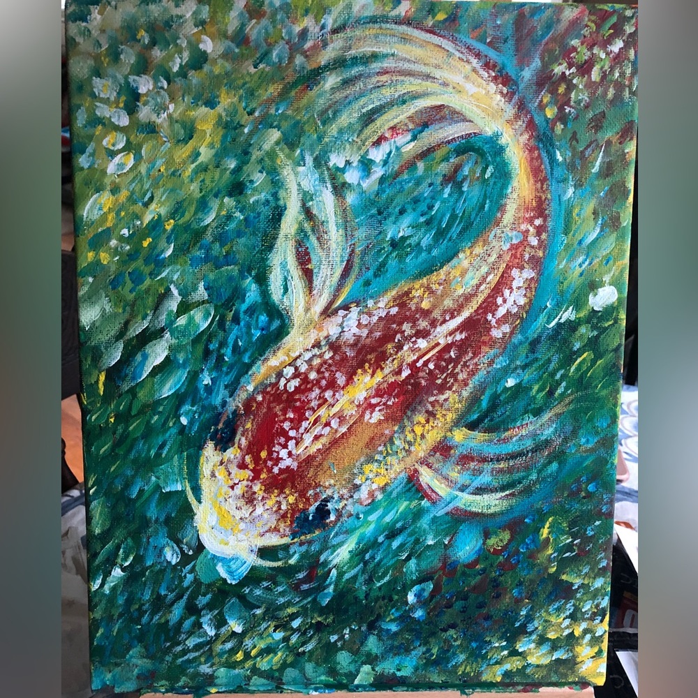Koi fish painting wall art - Picture 4 of 6